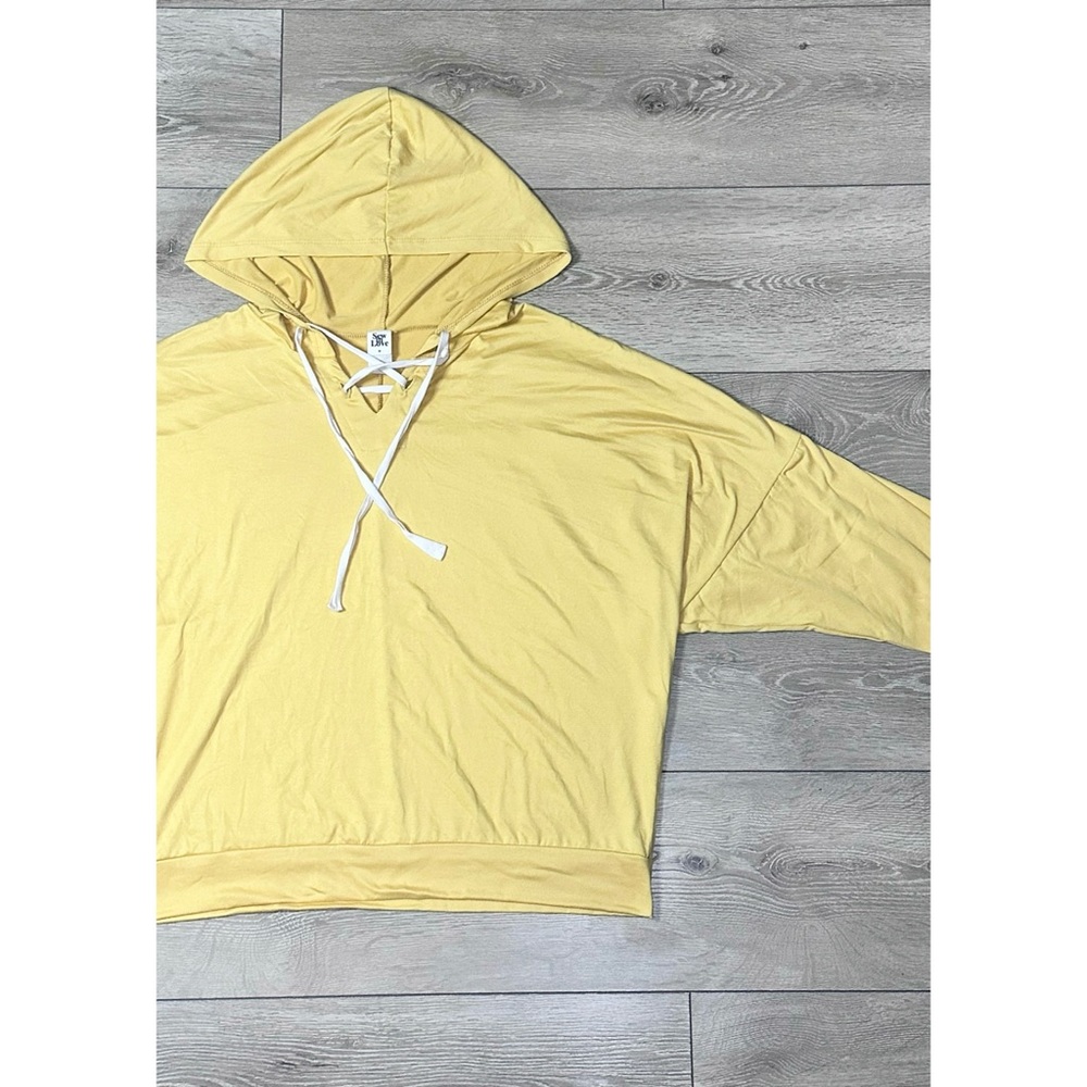 Sew In Love Lace Up Dolman Sleeve Pullover Hoodie